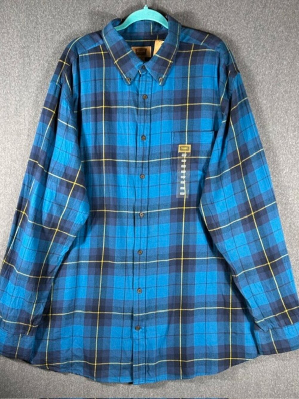 Foundry Flannel Button Up Mens Sz 2XLT Blue Yellow Long Sleeve Outdoors NWT